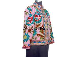 Veste d'hiver pour femme avec broderie indienne Suzani, motif floral, tissu en duvet de canard, rembourrage en coton, manteau avec robe cadeau - Product Image 4