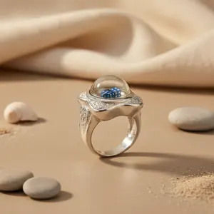 Bague tendance en argent sterling plaqué rhodium (certifiée GRS, or rose et plaqué 18 carats) - Product Image 1