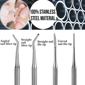 Lima y Curetas, 2 Piezas, Herramienta para Uñas Encarnadas, Doble Cara, con Estuche de Almacenamiento, Instrumentos de Podología de Acero Inoxidable - Product Image 6