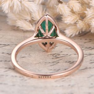 Anillo de Esmeralda cultivado en laboratorio de corte Marquesa de 5*10mm, anillo de Plata de Ley 925 verde esmeralda, anillo solitario en forma de marquesa de La India - Product Image 3