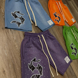 Pantalones Cortos de Algodón con Diamantes de Imitación Personalizados para Hombre - Product Image 2