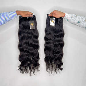 Máquina de extensiones de cabello humano Remy indio sin procesar al por mayor doble trama suelta profunda natural superonda cutícula alineada - Product Image 2