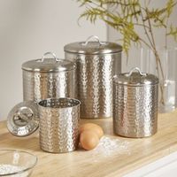 Ensemble de boîtes de cuisine en métal décoratives, hermétiques, écologiques et de qualité supérieure avec couvercles à clapet pour un rangement alimentaire moderne