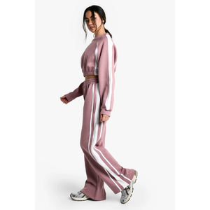 Nuevo chándal personalizado para mujer, conjunto de chándal de dos piezas de alta calidad con chaqueta con cremallera de color sólido y pantalones de entrenamiento deportivo - Product Image 3