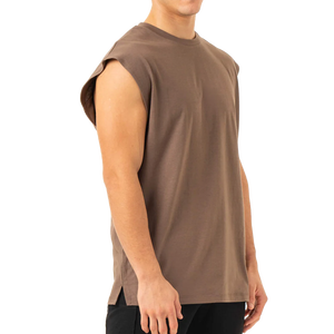 Camisetas sin mangas de talla grande para hombre de alta calidad, camiseta sin mangas de punto para gimnasio de entrenamiento personalizada, camiseta informal estilo Streetwear - Product Image 2