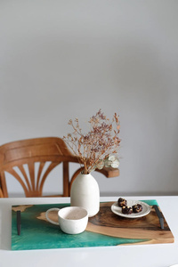 Plateau de service décoratif en résine époxy avec poignées en bois et résine pour la maison et le restaurant pour la nourriture - Product Image 5