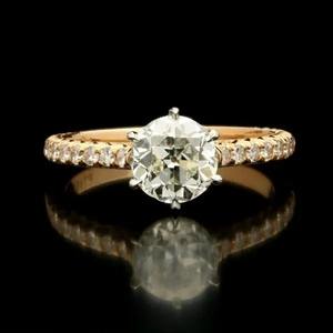 แหวนแต่งงานวินเทจชุบทอง 14K เครื่องประดับชั้นดี แหวนหมั้นดีไซน์เก๋ แหวนเพชรโมอิสซาไนต์ทรงดับเบิ้ลฮาโล สำหรับผู้หญิง - Product Image 1