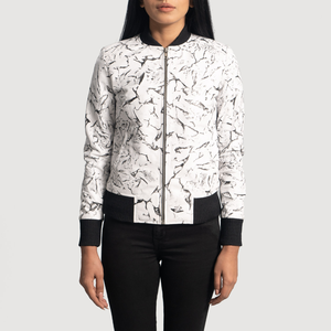 Veste en cuir pour femme en peau d'agneau véritable-Veste universitaire élégante avec doublure en laine respirante au look Streetwear Matériau de remplissage en coton - Product Image 2