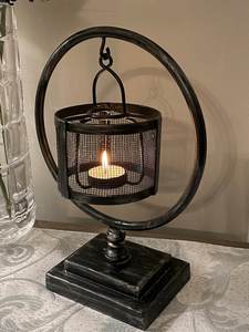 Faroles rústicos de madera y hierro negro - Product Image 5