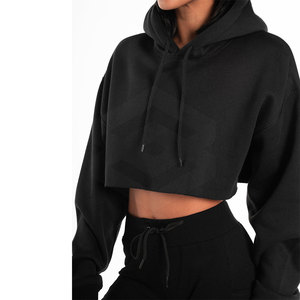 Quick-Dry Women's Crop <b>Top</b> Hoodies with Long Sleeves Cotton Polyester Knitted Streetwear for <b>Winter</b> Hooded Collar - Product Image 3