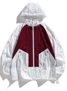 Windbreaker <b>Jacket</b> for <b>Men</b> Breathable Windproof <b>Running</b> Outdoor Canvas Sporty Hooded Zipper Closure Polyester Material - Product Image 1