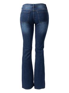 Venta al por mayor de pantalones vaqueros de mujer personalizados pierna recta corte bota estilo clásico cinco bolsillos pantalones vaqueros Fly Front - Product Image 3