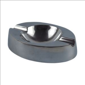 Double <b>Sided</b> Silver Plated Ashtray Holder Hotel <b>Table</b> Decor Smoking <b>Tray</b> Container - Product Image 1