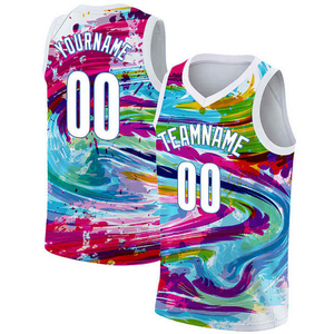 Maillot de basket-ball en tissu tricoté en polyester vêtements de basket-ball de mode à séchage rapide cousus de haute qualité - Product Image 3