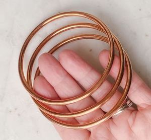 Minimalist Polished Copper <b>Bracelet</b> with Pearl Diamond Eco-Friendly Unisex Bangle for Everyday <b>Arthritis</b> Relief Wedding Parties - Product Image 5