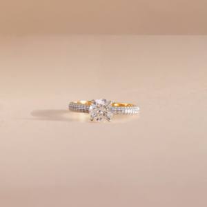 Bague de fiançailles classique en zircon cultivé en laboratoire 1Ct 2ct certifiée GIA IGI personnalisée Bague de fiançailles en acier inoxydable plaqué or 14K coupe solitaire unisexe - Product Image 6