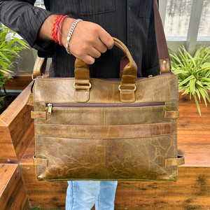 Custom Genuine Buffalo Leather Shoulder <b>Bags</b> <b>Men</b> & Women's <b>Messenger</b> <b>Bag</b> Cowhide Leather Laptop Crossbody Handbags <b>for</b> Business - Product Image 4