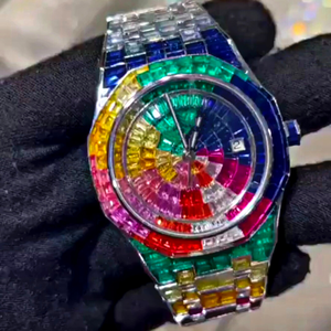 Montre de luxe unisexe en argent sterling de haute qualité, faite à la main, sertie de pierres, pour homme et femme, style hip-hop, avec diamants de laboratoire - Product Image 1