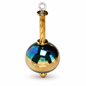 Ornement de Noël en verre artisanal moderne avec finition or 24 carats – Ornement décoratif suspendu irisé pour les fêtes - Product Image 6