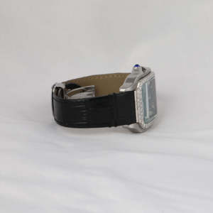 Hip Hop Diamond Stainless Steel Leather Band Analog Glass Dial Water Resistant Watch - Product Image 2