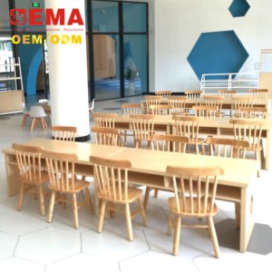 Set di <span class=keywords><strong>Mobili</strong></span> Usati per Asilo Nido e Scuola Materna Ema Montessori, Sedia e Scrivania in Legno per Arredamento Scolastico - Product Image 1
