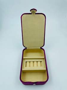 Organisateur de bijoux en tissu de velours et de bois de conception rectangulaire céleste, brodé à la main, couleur, taille et logo personnalisés, 0-1L - Product Image 3