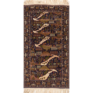 Aalam Blue Hand Knotted Wool Rugs Pae-5254 Modern Oriental Style Carpet for Teens Washable Jute Silk Jaipur Rugs US for Home Use - Product Image 1