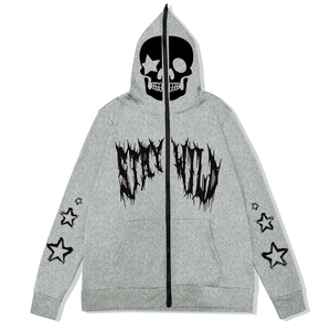 Sudadera con Capucha Personalizada de Moda, con Cremallera Completa, Diseño de Calavera, Informal, para Hombre, Novedad 2025 - Product Image 1