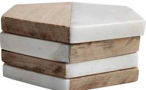 Sous-verres 4x4 en bois naturel et tapis et tampons en pierre de marbre pour maisons élégantes cuisines restaurants et vaisselle - Product Image 2