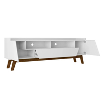 Nuevo Modelo, Diseño Moderno, Mueble de TV de Madera con Panel, 2 Puertas y 2 Niveles de Almacenamiento para Sala de Estar y Comedor