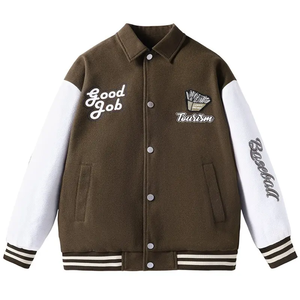 Vestes universitaires en laine Melton pour hommes Vente en gros Veste Letterman avec manches en cuir - Product Image 1