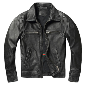 Veste en cuir marron pour hommes de qualité supérieure-Vestes en cuir d'agneau véritable pour hommes - Product Image 3