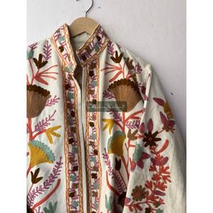 Mayorista Uzbek Suzani Tela de algodón Bordado a mano Chaqueta Abrigo Chaqueta corta Unisex Ropa de fiesta Chaqueta Abrigo de mujer - Product Image 3