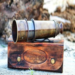 Telescopio de trabajo de latón personalizado Vintage hecho a mano náutico personalizado grabado Spyglass regalo de aniversario regalo hecho a mano - Product Image 1