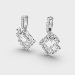 ต่างหูเงินแท้ 925 ประดับเพชรโมอิสซาไนต์ทรงหยดน้ำ ดีไซน์หรูหรา ประดับใบไม้ ดูสง่างาม - Product Image 3