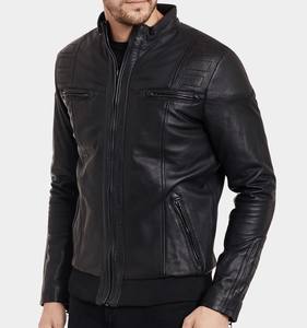 Veste en cuir pour homme style motard, automne-hiver, fermeture éclair, matériau de haute qualité, manches longues, veste en cuir tendance pour homme - Product Image 1