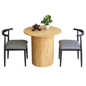 Minimalist Design Combo <b>Set</b> of 80cm Round Rubber Wood Cafe Table 2 Chairs Comfortable <b>Restaurant</b> <b>Sets</b> for Coffee Shop CBCF262 - Product Image 1