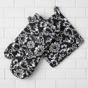 100% Cotton <b>Oven</b> Mitts <b>with</b> <b>Silicone</b> printed Pot Holders for Cooking Microwave Baking Home Food Protection for Restaurants - Product Image 1