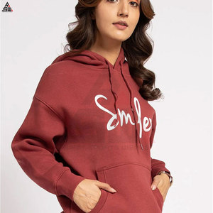 Sudadera con capucha de gran tamaño para mujer 100% algodón polar 300gsm Color sólido diseño personalizado Sudadera con capucha con logotipo frontal de alta calidad - Product Image 1