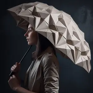개인 패션 디자이너 양산 종이 접기 우산 커스텀 로고 콤팩트 휴대용 비 자동 방풍 3 접이식 우산