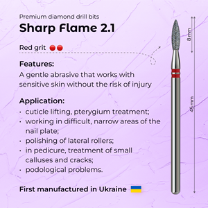 Wholesale Supplier Unique Professional Diamond Drill Bit Sharp Flame 2.1 mm Red Grit <b>Nail</b> Accessories and Tools - Product Image 3