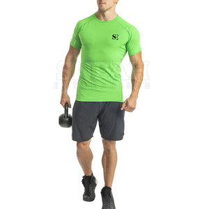 OEM 2024 personalizado Fitness gimnasio sin costuras transpirable camiseta para hombres patrón sólido logotipo personalizado 220g tela al por mayor - Product Image 2