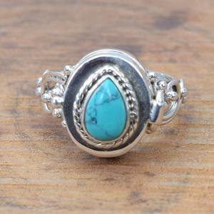 Tendencia 925 plata esterlina turquesa piedra preciosa anillo joyería hecha a mano plata estilo bohemio anillo joyería para mujeres regalo para niñas - Product Image 5