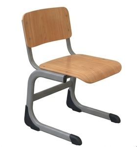 Modern ARSU School Chair with Tapered Legs <b>Solid</b> Back Durable <b>Wood</b> Seat Metal Frame Classroom Seating for Adult Education Use - Product Image 2