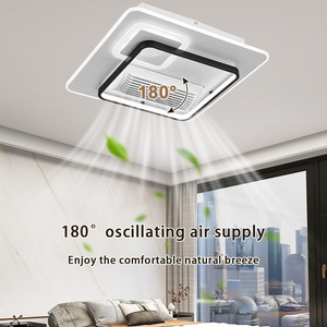 # Ventilateur de plafond sans pales 5015S contemporain à moteur DC, contrôle intelligent, 6 vitesses, télécommande, lumière LED dimmable pour chambre à coucher - Fonctionnement silencieux - Product Image 3