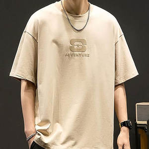 Camiseta de Manga Corta con Estampado en Relieve, Cuello Redondo, Corte Regular, 100% Algodón, Color Personalizado, Ropa Casual 2026, Camiseta con Estampado en Relieve para Hombre - Product Image 4