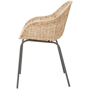 Silla de Comedor de Alta Calidad con Estructura de Hierro y Mimbre Tejido, Diseño Moderno, No Plegable, para Uso en Interiores/Exteriores, Hogar y Jardín - Product Image 6