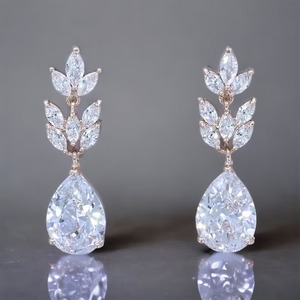 Pendiente de moissanita con forma de pera y Marqués, hermoso pendiente de plata esterlina, regalo de compromiso para ella - Product Image 4