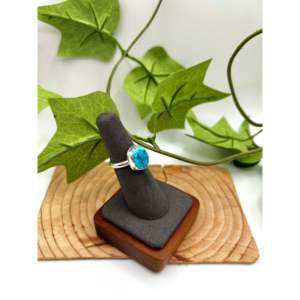 Navajo Handmade Kingman Nugget Turquoise & Sterling <b>Silver</b> <b>Statement</b> <b>Ring</b> Rhodium Plated Size 5.75 for Everyday Wear - Product Image 2