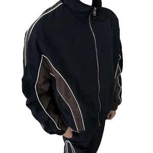 Ensemble de survêtement coupe-vent zippé intégral avec bandes latérales et blocs de couleur, style streetwear, design d'usine, qualité supérieure 2026 - Product Image 3